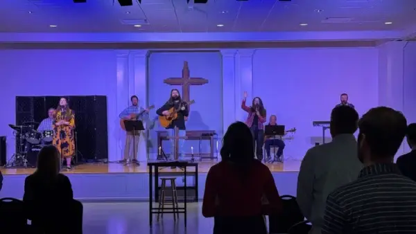 Congregation participating in modern worship