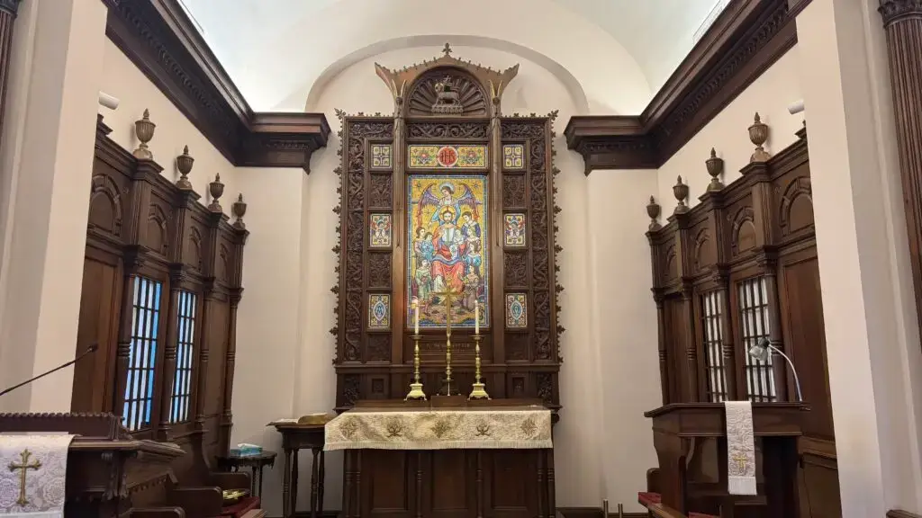 Illges Chapel altar prepared for traditional worship