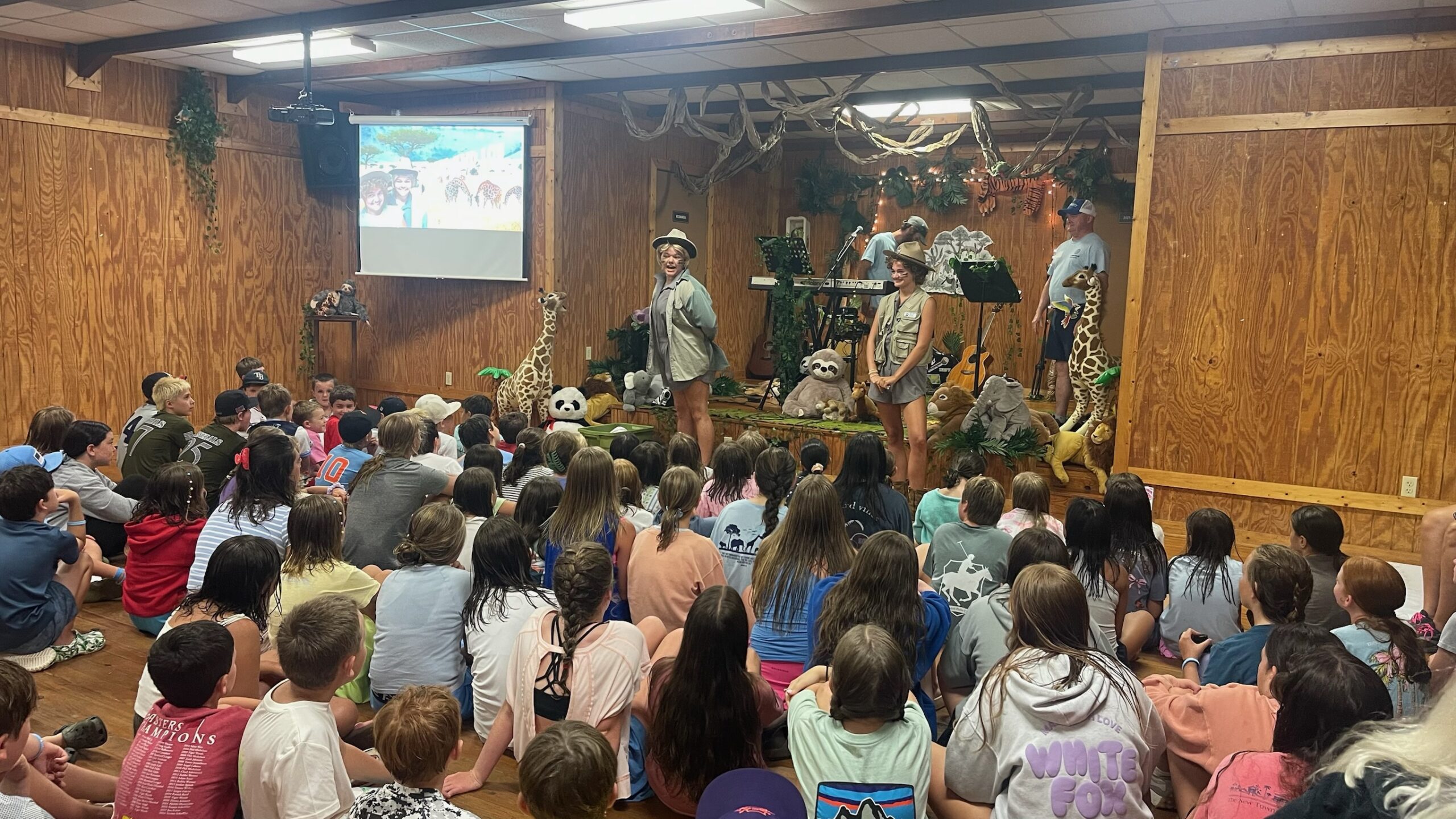 Children gathered for a faith lesson at St Paul Kids Camp
