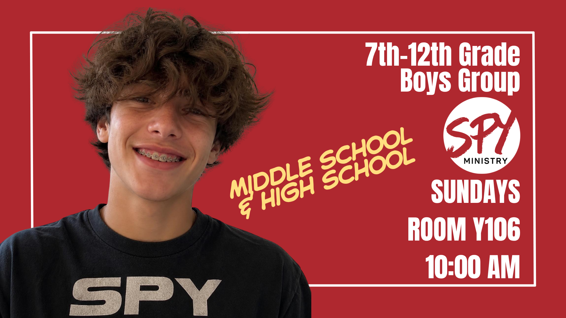 Graphic for the seventh through twelfth grade boys Sunday Small Group