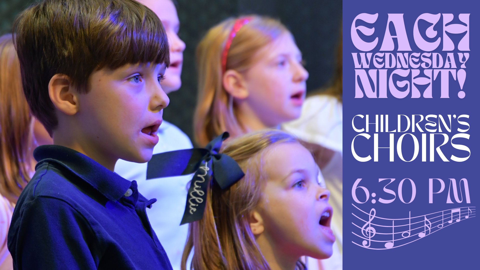 Children’s Choirs at St Paul Church, each Wednesday at 6:30 p.m.
